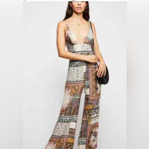 Free People Pants - Free People Margarita Patchwork Wide-leg Jumpsuit
